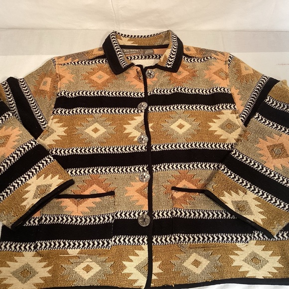Southwestern Aztec Patterned Tapestry Jacket By Jane Ashley Women’s Size Large - Picture 11 of 14
